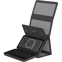 Xlayer Kabellose Powerbank 10.000mAh 15W Schwarz mit Solarpanel (10000 mAh, 15 W, 37 Wh), Powerbank, Schwarz