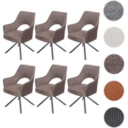 6er-Set Esszimmerstuhl HWC-K30, Küchenstuhl Lehnstuhl, drehbar Auto-Position, Stoff/Textil MVG ~ braun-dunkelbraun