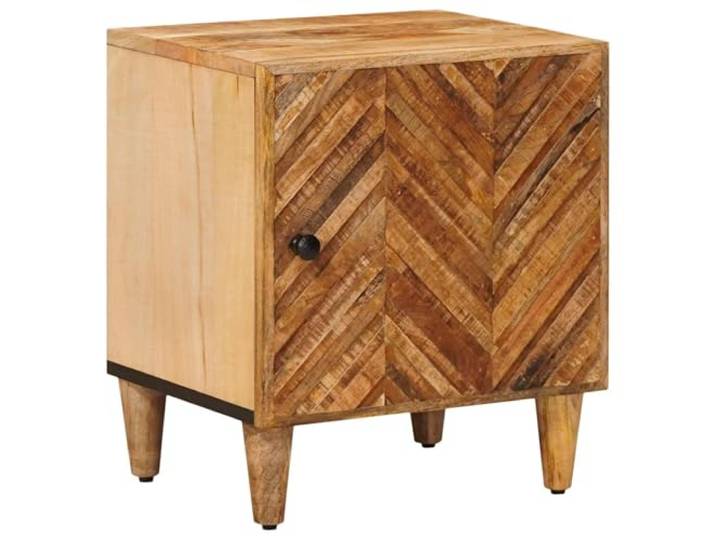 Fisinber Nachttisch Massivholz Mango 40x33,5x46 cm Braun mit Tür Kompakter Beistelltisch fürs Schlafzimmer mit eleganter Messingknopf-Tür für geschützten Stauraum.