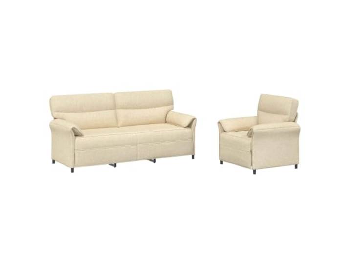 PUGYNBK Sofa-Set, 2-teilig, cremefarben, Polyester, modernes rechteckiges Robuster Metallboden, bequemer Schaumstoff, gebogene Armlehnen, einfache Montage mit grundlegenden Werkzeugen