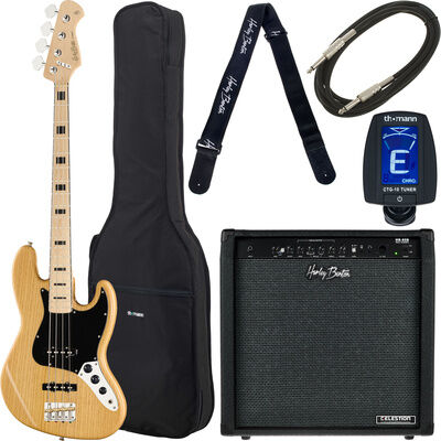 Harley Benton JB-75MN NA Bundle 2 Natur Hochglanz