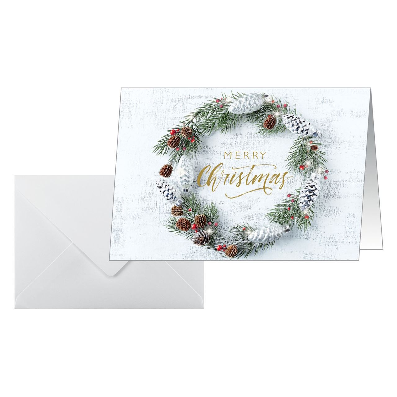 SIGEL 25 Weihnachtskarten Christmas wreath DIN A6