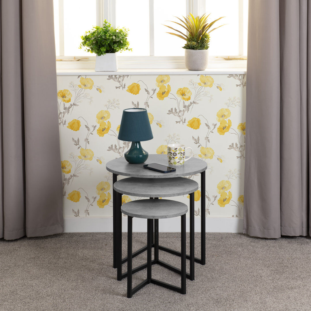 Zipcode Design Alfonzo 3 Piece Nest of Tables Gray 50cm H X 50cm W X 50cm D