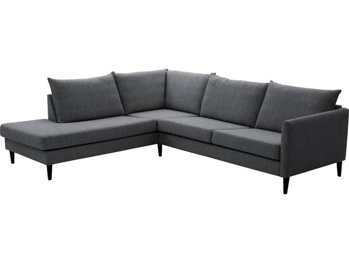 Ecksofa, Strukturstoff, Anthrazit, 258×79 cm, Wellenunterfederung, ATLANTIC HOME COLLECTION