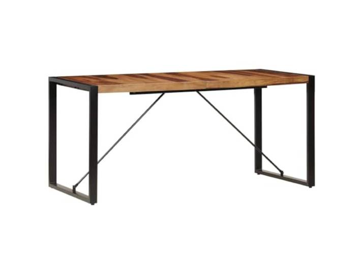 HKQWPBF Esstisch 160x80x75 cm Massivholz Akazie Stahlbeine Industriestil, Retro-Look, pulverbeschichtete Stahlbeine, natürliche Maserung, mühelose Montage, Küche, Esszimmer