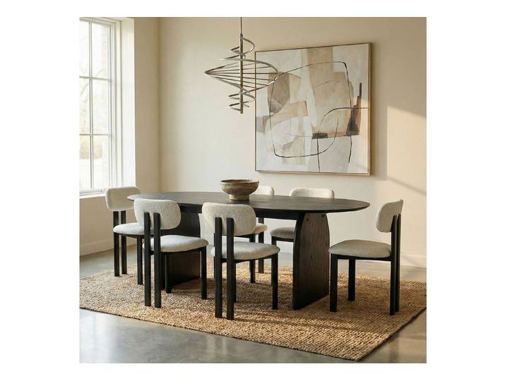 IDIMEX Essgruppe MALA FRANCA, (7-tlg), Esstisch oval 180x90 cm mit 6 Stühlen robust pflegeleicht Schwarz/Weiß