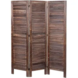 Paravent MCW-G30, Trennwand Sichtschutz Raumteiler, Shabby-Look 170x120cm ~ braun