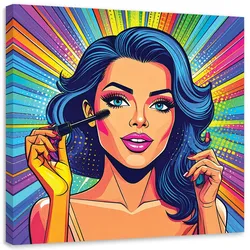 LEINWANDBILDER, Frau beim Schminken im Pop Art Stil