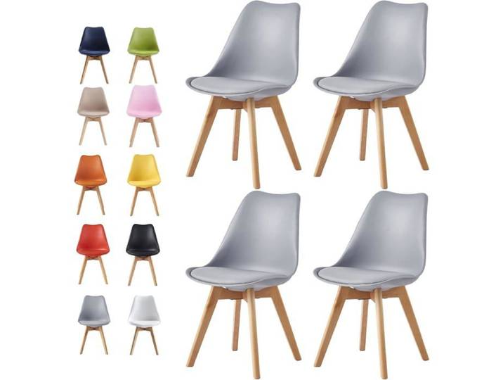 mcc direct Lot de 4 chaises de salle à manger cuisine bureau salon design coque EVA (gris)