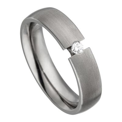 Fingerring JOBO "Ring mit Diamant 0,05 ct." Gr. 56, grau (titanfarben), Fingerringe, Damen, 56, SI = kleine Einschlüsse, Diamanten Titan, Diamanten, Titan, Fingerring, Titan