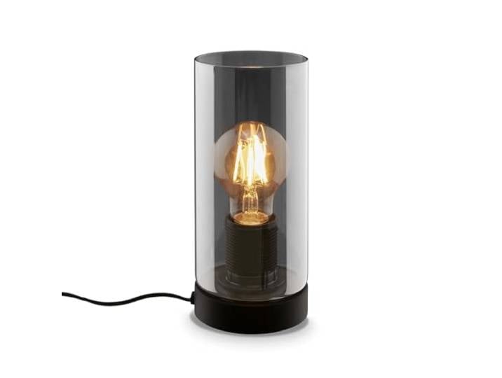 BRILONER - Lampe de chevet\, verre fumé\, interrupteur à fil Lampe de bureau\, lampe de table E27 pour Home Office\, lampe de lecture\, noir