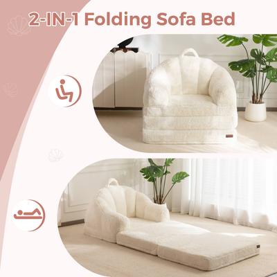 COSMOGO 2 In 1 Convertible Faux Fur Bean Bag Sofa Chair