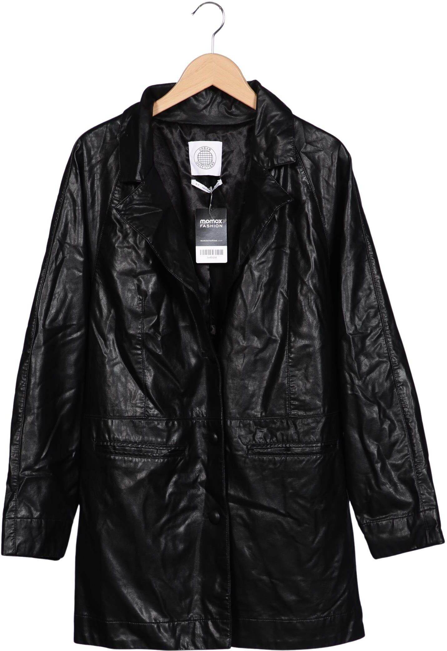Urban Outfitters Damen Mantel, Schwarz, Gr. S, Viskose / Kunstleder - Second Hand