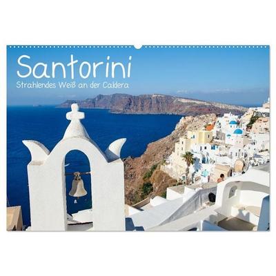 Santorini - Strahlendes Weiß an der Caldera (Wandkalender 2026 DIN A2 quer), CALVENDO Monatskalender