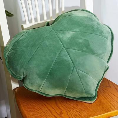 Uplift Picks Soft Plush 3D Leaf Throw Pillow For Cozy Decor dark Green