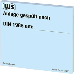 Wartungsaufkleber ''Spülen Leitungsanlage nach DIN 1988'' 1 Block à 50 Stk. blau
