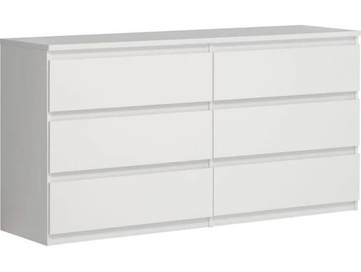 Forte Chelsea Kommode 150 160, Moderne Kommode mit 6 Schubladen, Weißes Sideboar