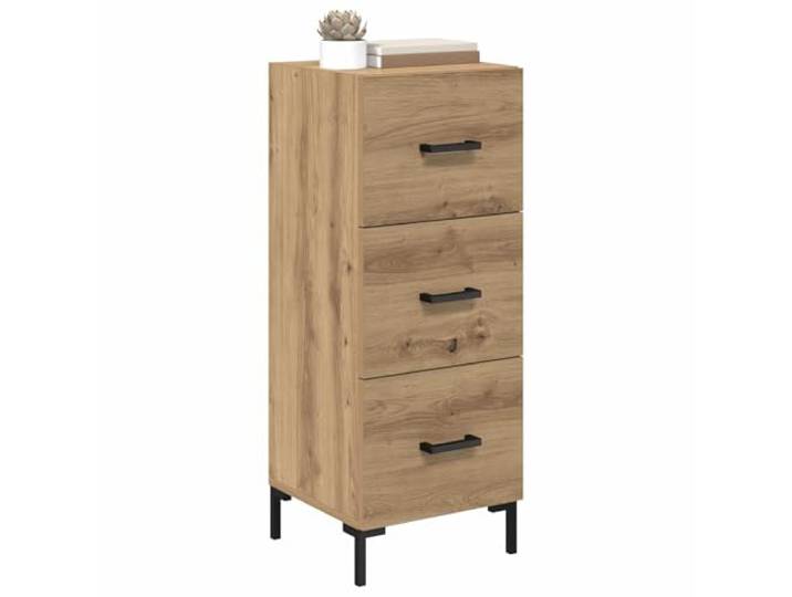 KTHLBRH Anrichte Eiche Handwerk 34,5 x 34 x 90 cm Holz mehrschichtig Rechteckige Form, elegante schwarze Beine, geeignet für Wohnzimmer oder Esszimmer