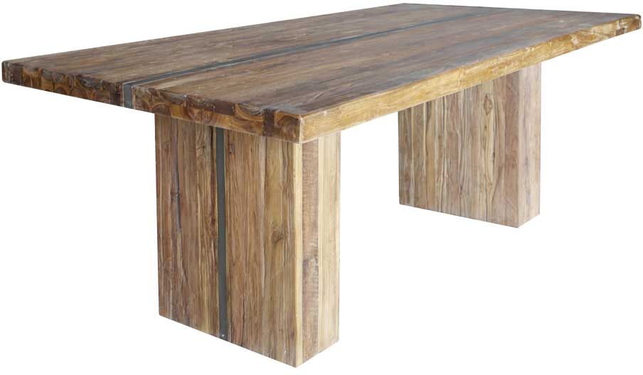 Pharao24.de Rustikaler Tisch aus Teak Recyclingholz Wangengestell