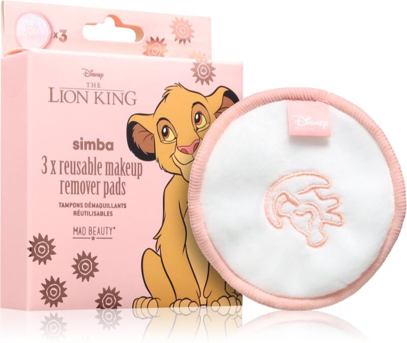 Mad Beauty Lion King Simba cotons démaquillants en microfibre 3 pcs