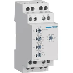Hager EUM200 Kontrollrelais Spannung, Phasenüberwachung, einstellbar 1P+N/3P(N) 2 Wechsler