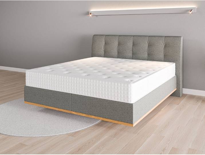 Boxspringbett 180x200 Nr. 2 - Grau (Staubgrau) - Feiner Strukturstoff