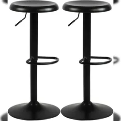 Décoshop26 - Set aus 2 höhenverstellbaren Barhockern mit Fußstützen modernes Design aus schwarzem Metall 10_0005559