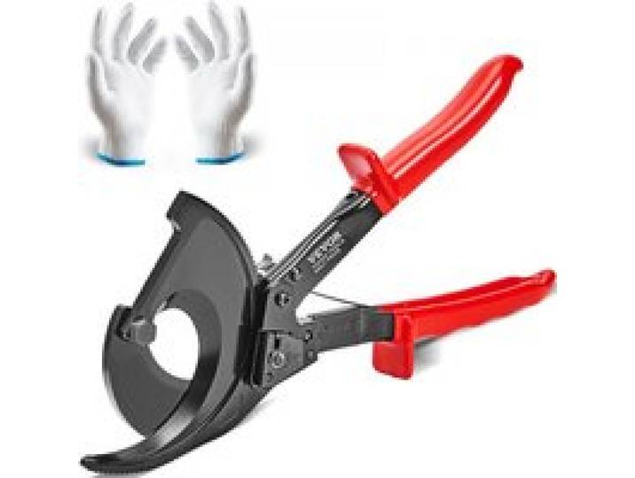 VEVOR Coupe-câble à Cliquet 280 mm Coupeur de Câbles et Fils Cuivre Alu 400 mm² Poignées Confortables Levier à Dégagement Rapide Facile à Utiliser Lame en Acier à Ressort au Silicium-manganèse 50 HRC