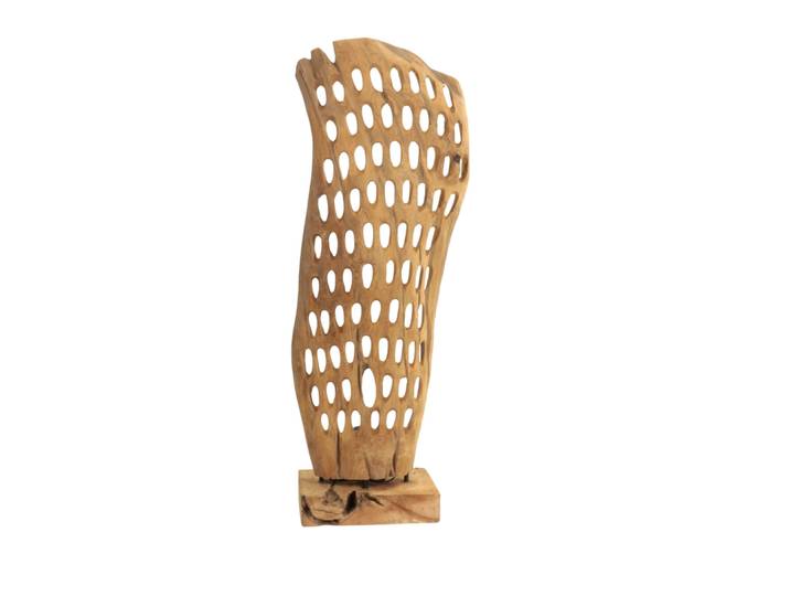 Moyen Lampe racine teck ajourée