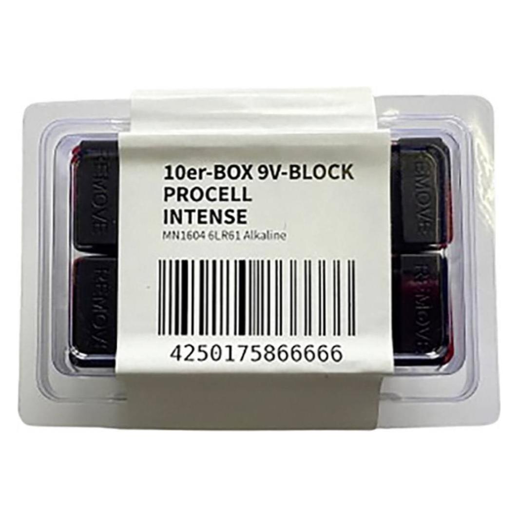 Procell E-Block 9V 9 V Block-Batterie Alkali-Mangan 628 mAh 9 V 10 St. (10 Stk., 9V Block, E Block, PP3, 628 mAh) (B9VDPIBOX)