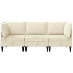 vidaXL, Sofa + Bettsofa, Wohnzimmergarnitur 3 Stk. Creme Stoff