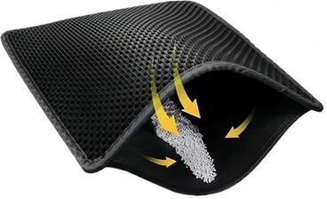 PetsAreLife Premium Double Layer Cat Litter Mat Waterproof, Non Slip & Easy Clean black 60x90cm