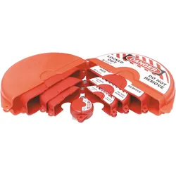 Brady, Zubehör Maschine, GVLO-SET-RD, Rot, 5 rote Durchgangsventil-Absperrungen, 1 x 065560 - Durchgangsventil 25-64