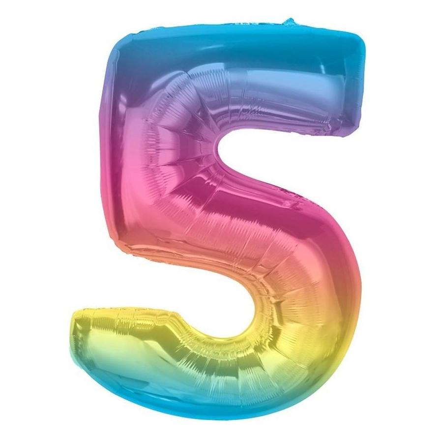 GoDan Folienballon Nummer 5, Regenbogen Smart, 92 cm (1x) (47994219)