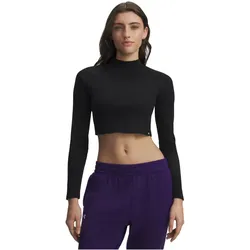 UNDER ARMOUR Rival Ripp Mock Neck Langarmshirt Damen 008 - ultimate black/white XL