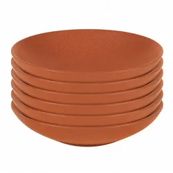 Großer Suppenteller Vésuvio terra 25 cm x6 - Orange Rund Steingut Table Passion