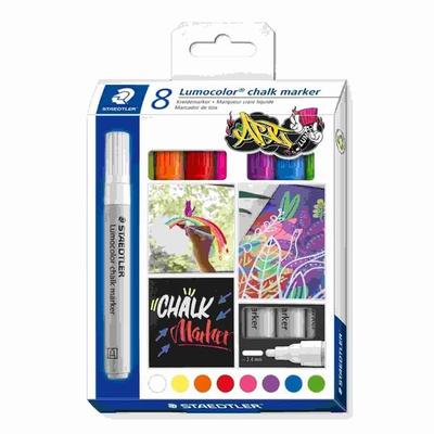 STAEDTLER Mars Lumocolor Schreib- und Zeichbedarf Lumocolor chalk marker Kreide-Marker Rundspitze, 8er Set