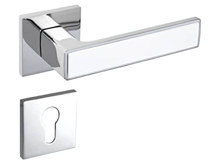 GR Türgriff dünne Eckrosette Wechselgarnitur BB/PZ/WC Metall Türklinken Türdrück für Innentüren Türbeschlag (Rosette PZ, Chrom)