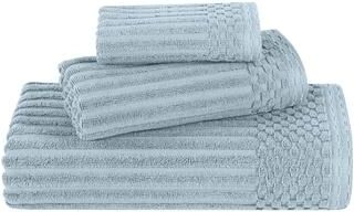 Blue Nile Mills Modern Ribbed Cotton Quick-Dry 3 Piece Towel Set