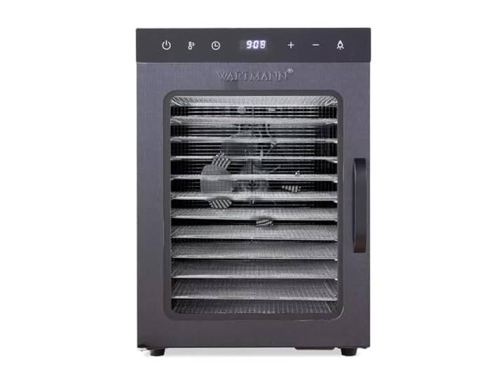 Wartmann WM-2512 Déshydrateur automatique en acier inoxydable – Déshydrateur compact avec 12 grilles de déshydratation en acier inoxydable sans BPA\, Noir