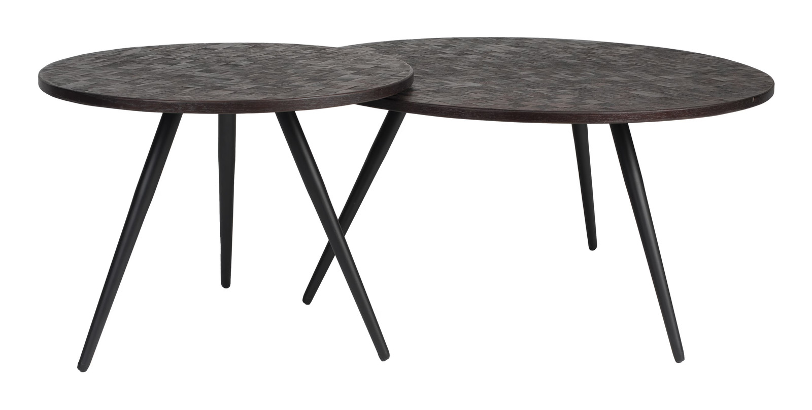 ZILT Salontafel Yasmijn Teakhout, Set van 2 stuks, Bruin, Rond