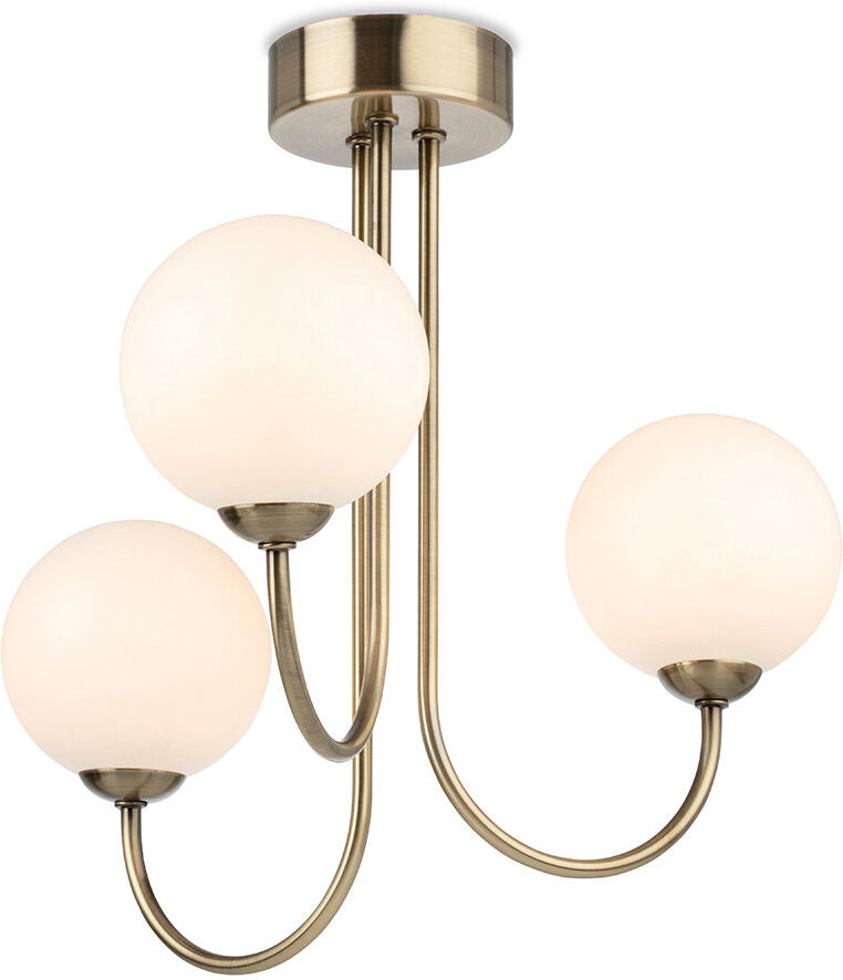 Firstlight 3 - Light Shaded / Spider Chandelier Antique Brass 33cm H X 33cm W X 33cm D