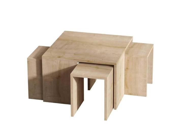 Table basse gigogne polyvalente mélaminé effet bois Millie - Oviala