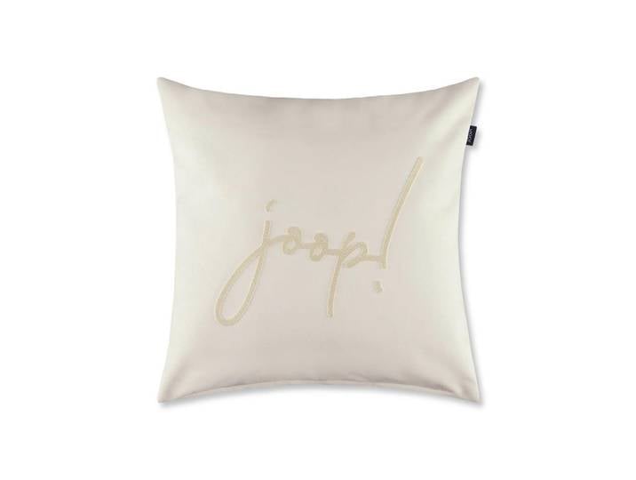 Joop! Kissenbezug Label, Creme, Schriftzug, 40x40 cm, hochwertige Qualität, Heimtextilien, Bezüge, Kissenbezüge