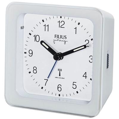 Funkwecker FILIUS ZEITDESIGN, weiß, Wecker, Funkwecker, Wecker, Schlafzimmer, Leuchtzeiger, Beleuchtung, Weckwiederholung
