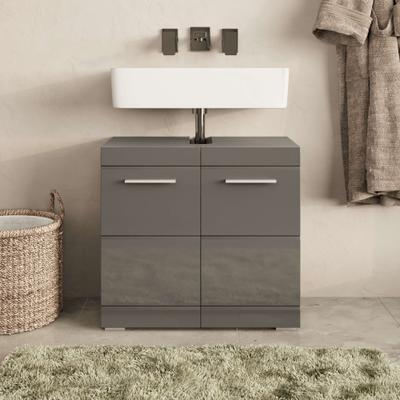 Waschbeckenunterschrank OTTO HOME "Föhr", grau, B:60cm H:55,8cm T:33,8cm, FSC-zertifizierter Holzwerkstoff, Schränke, Waschbeckenunterschrank, minimalistisch, zeitlos, hochglänzend