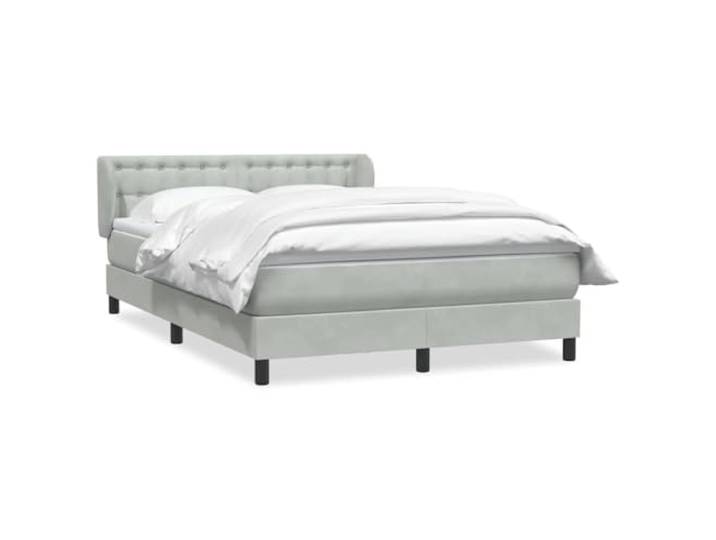 LKJephalotrop Boxspringbett mit Matratze 160x210 Samt Hellgrau Doppelbett Komplettes Doppelbett-Set für das Schlafzimmer mit elastischer Taschenfederkernmatratze, Topper und komfortablem Kopfteil.