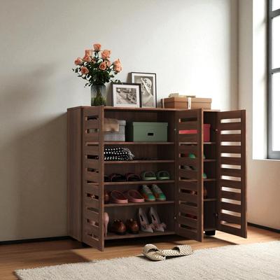 Fundinbaths "Louvered Shoe Cabinet, 5-Tier Wooden Shoe Storage with Adjustable Shelves, Entryway Hallway Shoe Rack Organizer, 44.9"" Wide"