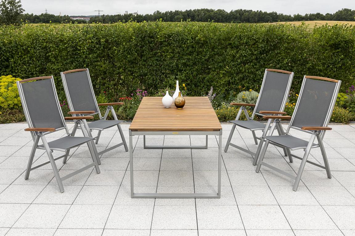 MERXXHANDELS Siena Set 5tlg 4 Sessel Tisch 150(200)x90cm 16909305