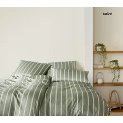 Elegante Bambus-Baumwoll-Satin Bettwäsche Refrain - 135x200 cm + 80x80 cm	salbei